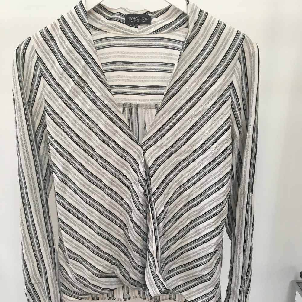 Topshop black and white blouse